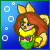 Pixel art character with red hair and fox ears in a blue underwater scene with white bubbles, shown across three animation frames.