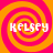 Four identical pixelated display the name 'KELSEY' over orange and pink spiral backgrounds with no visible animation changes