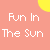 A static image with a peach background featuring repeated yellow sun icons and text reading 'Fun In The Sun' in white, followed by 'Summer 06' in yellow.
