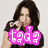 Six distinct views of a woman with long brown hair in various poses and backgrounds, one view featuring pink text.