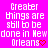 A static image with bright pink background displaying repeated text 'Greater things are still to be done in New Orleans' with red heart and arrow symbols.