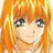 Pixelated anime-style close-up of a character with orange hair and blue eyes, static single-frame image.