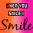 A repeating pattern of 'WHEN YOU SMILE' text in pixelated font above a cursive 'Smile' line, with color variations across frames.