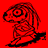 Red background with repeated black-and-red cartoon character icons in a , some showing motion blur effects