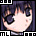 Pixelated anime-style face with dark hair and closed eyes, showing subtle expression changes