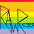 Rainbow gradient background with black geometric shapes and blue water-like patterns, featuring a stylized 'A' and 'W' in the center.