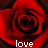 A 48x48 pixel animated contact sheet of red roses with overlaid text, arranged in a 5x5 grid across multiple frames showing sequential text changes from 'love' to 'is' to 'suicide'.