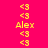 Animated icon with pink background showing yellow '<3' symbols and 'Alex' text, featuring green horizontal bars moving across the image.