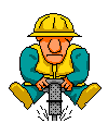 Animated contact sheet of a cartoon construction worker operating a jackhammer across 11 frames with varying expressions and motion effects.