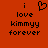 Red background with black pixelated text reading 'i love kimmyy forever' and a heart symbol replacing the word 'love' in one version.