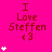 A bright pink background displays repeated text "I Love Steffen <3" with varying white star counts on the left and right sides of each