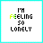 25 identical pixel art icons with cyan borders, each displaying 'I'M FEELING SO LONELY' text in black and multicolored letters