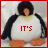A pixelated penguin with black wings, white body, and orange feet sits against a light background; red text on its chest changes across frames.