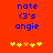 Blue pixelated text 'note', '(3's', and 'angie' on red background with yellow/orange star-like symbols below.