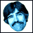 Pixelated blue-toned face with dark hair and mustache, showing two sequential expressions in a side-by-side view.