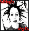 Black-and-white image of a person with dark hair spread out, red text reading "im living the blackest years of my life." across multiple