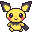 Four pixelated yellow creatures with black-tipped ears and red cheeks stand in a , each displaying distinct facial expressions and limb positions