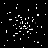 Black background with scattered white pixel clusters resembling fireworks or explosions, and a solid gray rectangle in the bottom-right corner.