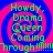 A static image with a blue and pink spiral background displaying green text reading "Howdy. Drama Queen Coming Through!!!!!!" in four identical quadrants.