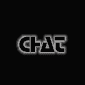 eight variations of the word 'CHAT' in stylized black lettering with white outlines, displayed against a dark background with varying levels of brightness and blur effects