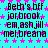 Static image with cyan background, pink star pattern, and repeated black text reading "Beth's bff jor,brook, em,ashjill mel,breana" across three