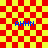 Red and yellow checkered background with four blue 'AHNN' text blocks and orange overlays in different positions