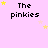 Pixelated text "The pinkies" on a light purple background with scattered yellow and white stars, some of which move across frames.