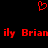 Red pixelated heart symbol above red text reading 'ily Brian' repeated twice on black background.