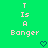Green background with pixelated text reading 'T Is A Bonger' in light pink, two dark blue heart symbols at bottom center-right.