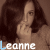 six identical images showing a woman with long dark hair in sepia tones, each displaying the name 'Leanne' below her face