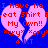 Pixelated image with blue background, two pink broken hearts, red text reading "I Have No Beat Shirt My Own!! *cry* 4 KT" repeated twice.