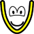 Pixelated yellow U-shaped figure with black outline, white eyes with black pupils, and a curved black mouth on gray background.