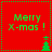 Red background with green text 'Merry X-mas!' and a small Christmas tree icon, displayed in four sections