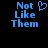 Blue pixelated text 'Not Like Them' on black background with a heart symbol above the first frame's 'Not'.