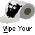 A pixelated cartoon character with a beard and glasses appears on toilet paper rolls, accompanied by text reading "Wipe Your Ass! With Bin Laden Toilet Paper Brand".