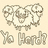 Pixelated image of three cartoonish skulls with hollow eye sockets and grinning teeth, positioned above stylized text reading 'Yo Hark' on a light beige background.