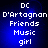 Blue background with white pixelated text reading 'DC D'Artagnan Friends Music girl' in four , displayed across two identical