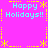 Bright pink background with cyan "Happy Holidays!!" text and yellow star/dot border elements in a