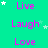 four and eight displays the words Live, Laugh, Love in pink text on a teal background with white stars