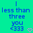 Pixelated blue text on cyan background with pink heart symbol, displaying 'I less than three you <333' in two identical side-by-side