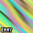 nine identical square with diagonal rainbow stripes and 'EHMY' text in black outline, each 's text color changes sequentially