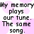 Pixelated text repeats across a pink and white background with no visible animation changes.