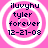 Four identical pink circular icons with white concentric rings display text: iluvyhu, tyler, forever, 12-21-08.