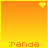 orange gradient with yellow hearts and pixelated text variations of 'Miranda' in orange and yellow, some with partial or distorted lettering