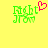 Green pixelated text 'Right Now' on yellow background with pink heart symbol above right side of text in first frame, no heart in second frame.