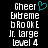 Pixelated text reads 'Cheer Extreme bROOK E Jr. Large level 4' with a cyan heart symbol above the first word on black background.