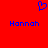 Red background with blue pixelated text and a heart symbol above two identical names.