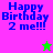 Pixelated blue text reads "Happy Birthday 2 me!!!" on a split background with pink and green sections, each containing a small star icon.