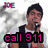 A person holding a microphone with text overlays changing across frames, showing 'call 911', 'cuz this boy', and 'is on FIRE' in pink lettering.