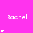 A bright pink background displays the name 'Rachel' in white pixelated text with varying numbers of small white stars below each instance.
